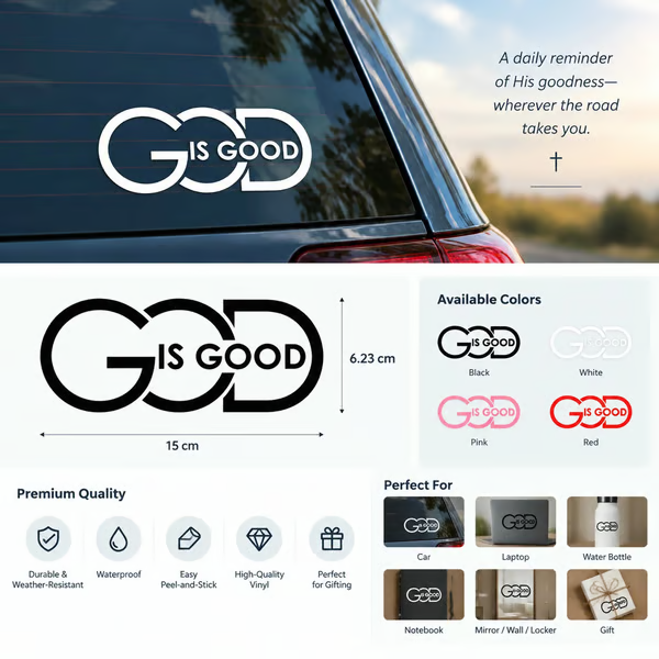 🙏'God Is Good' Christian Car Decal Sticker | Premium Religious Décor