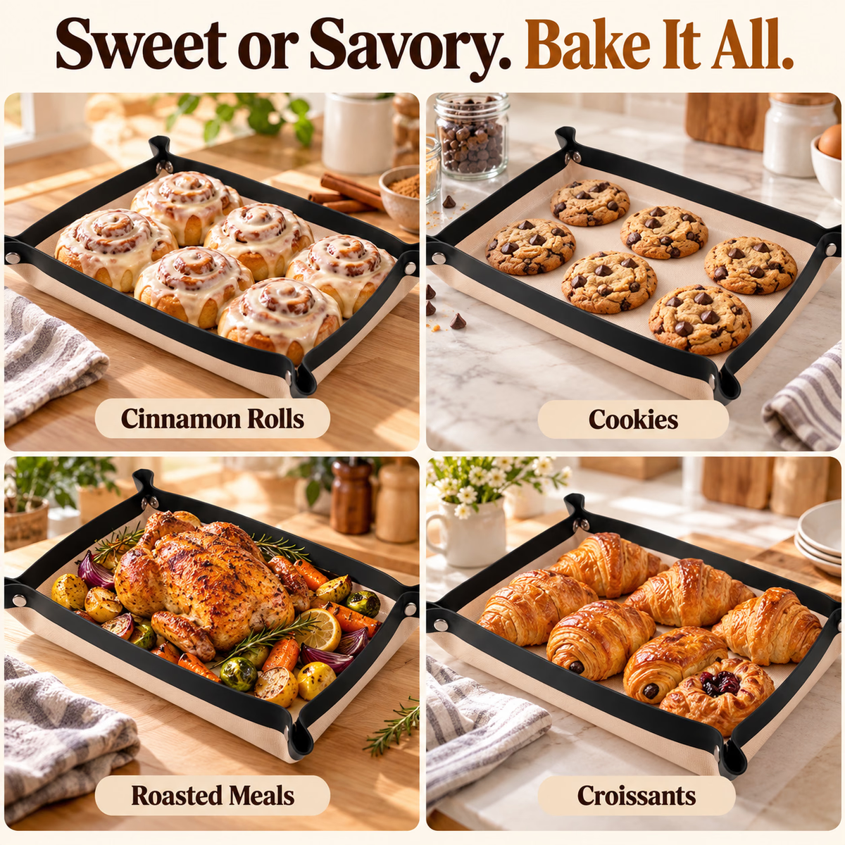 🍪 Foldable Silicone Baking Tray – Bake, Release & Store with Ease