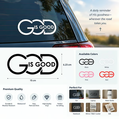 🙏'God Is Good' Christian Car Decal Sticker | Premium Religious Décor