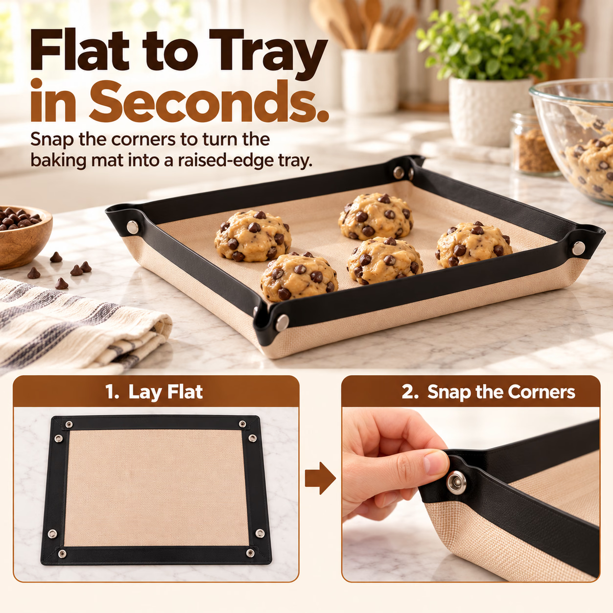 🍪 Foldable Silicone Baking Tray – Bake, Release & Store with Ease