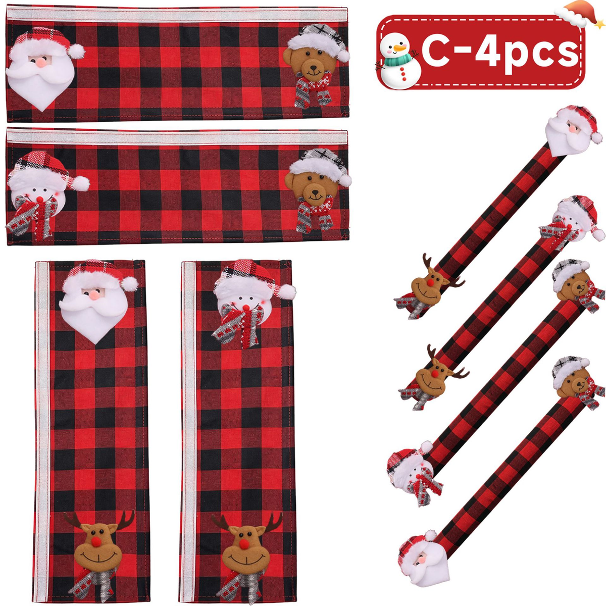 Plush Christmas Refrigerator Door Handle Covers