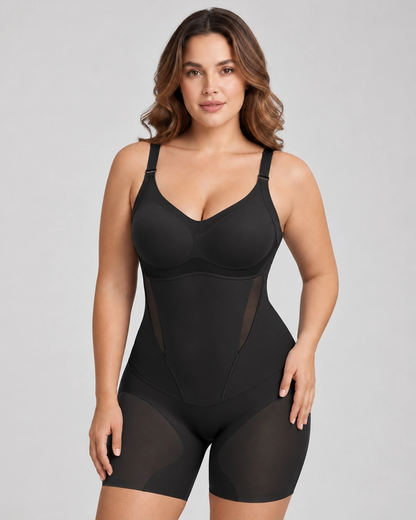 Padded Ultra-Thin Breathable Shapewear Bodysuit Tummy Control Butt Lifting Open Crotch