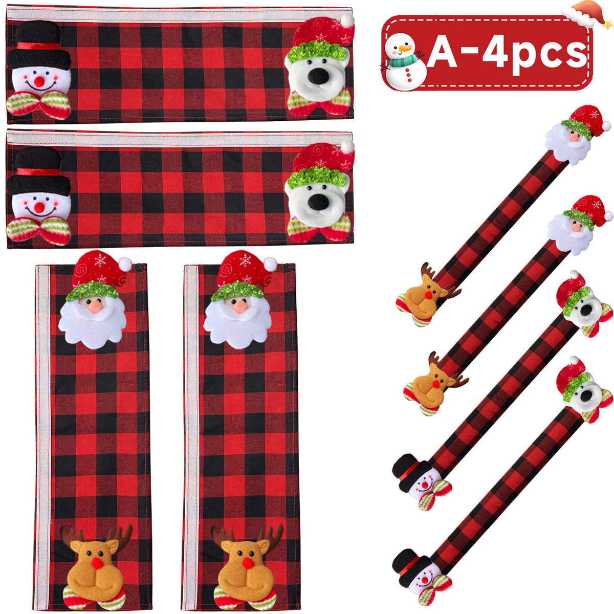 Plush Christmas Refrigerator Door Handle Covers