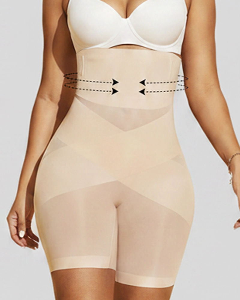 High-Waisted Cross-Sculpting Seamless Shapewear Shorts