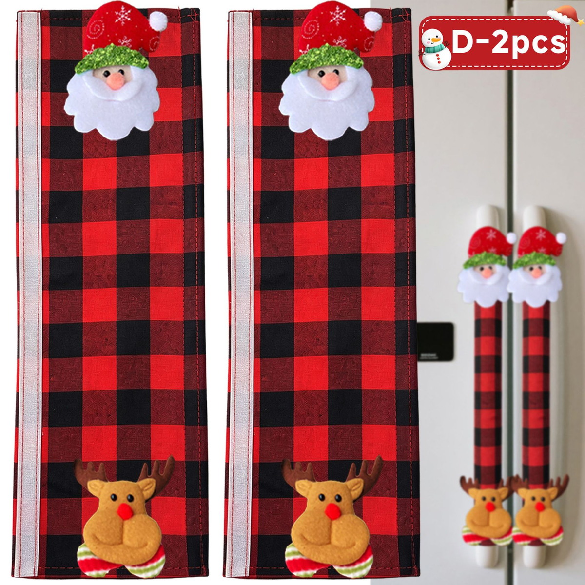 Plush Christmas Refrigerator Door Handle Covers